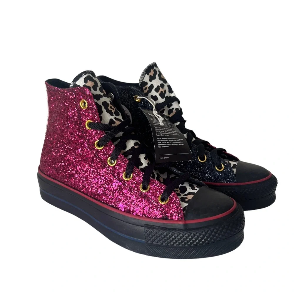 Converse platform glitter high top custom sneakers NWT 9 - Picture 5 of 9